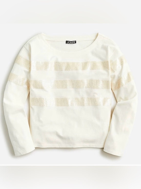 J. Crew Tops - J.Crew cream sequin stripe shirt NWT XL